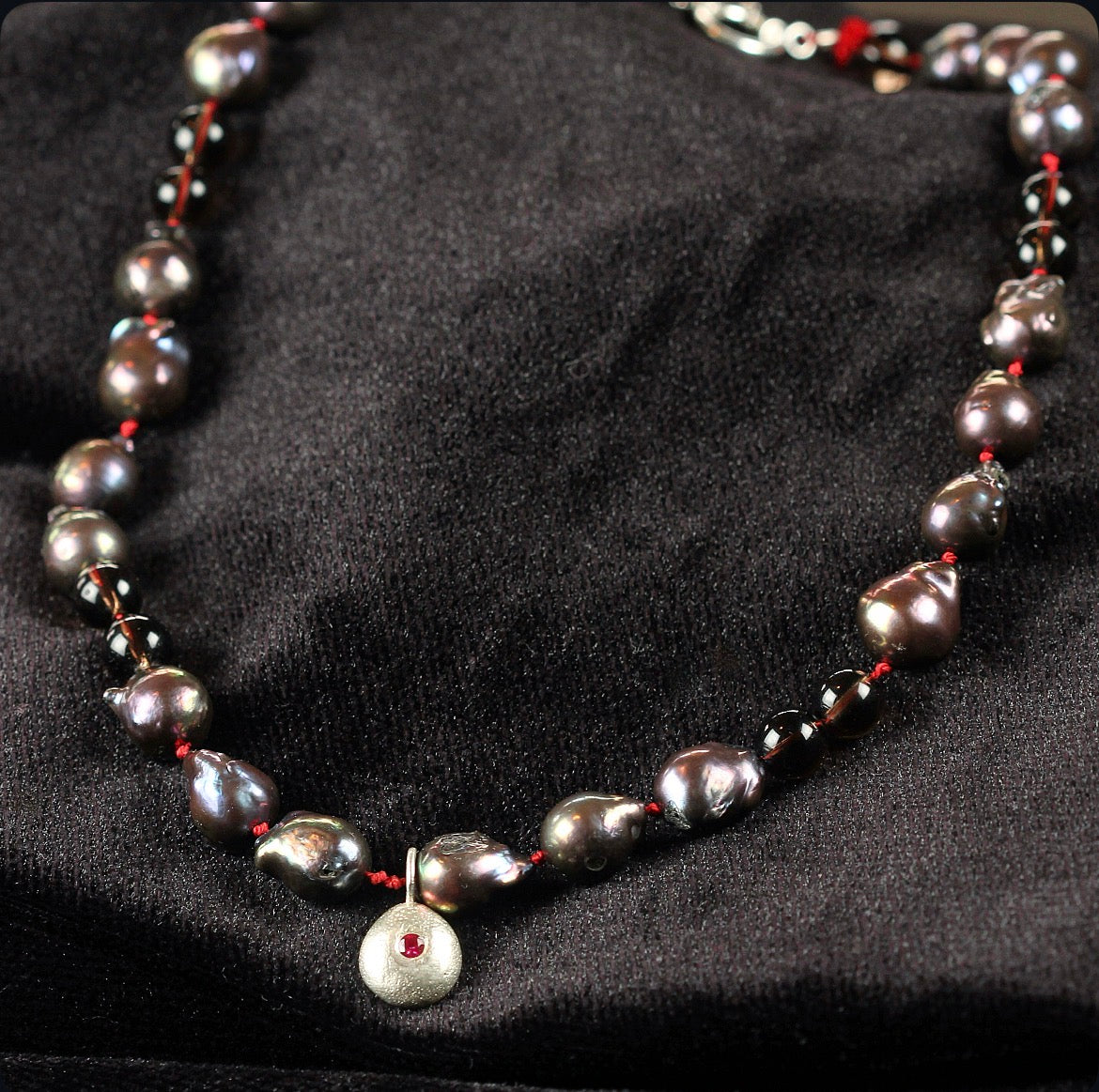 Ruby + Black Baroque Pearl
