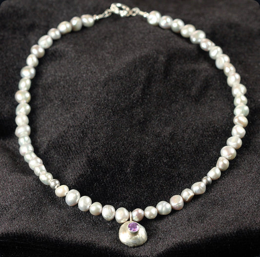 Amethyst & Gray Pearls