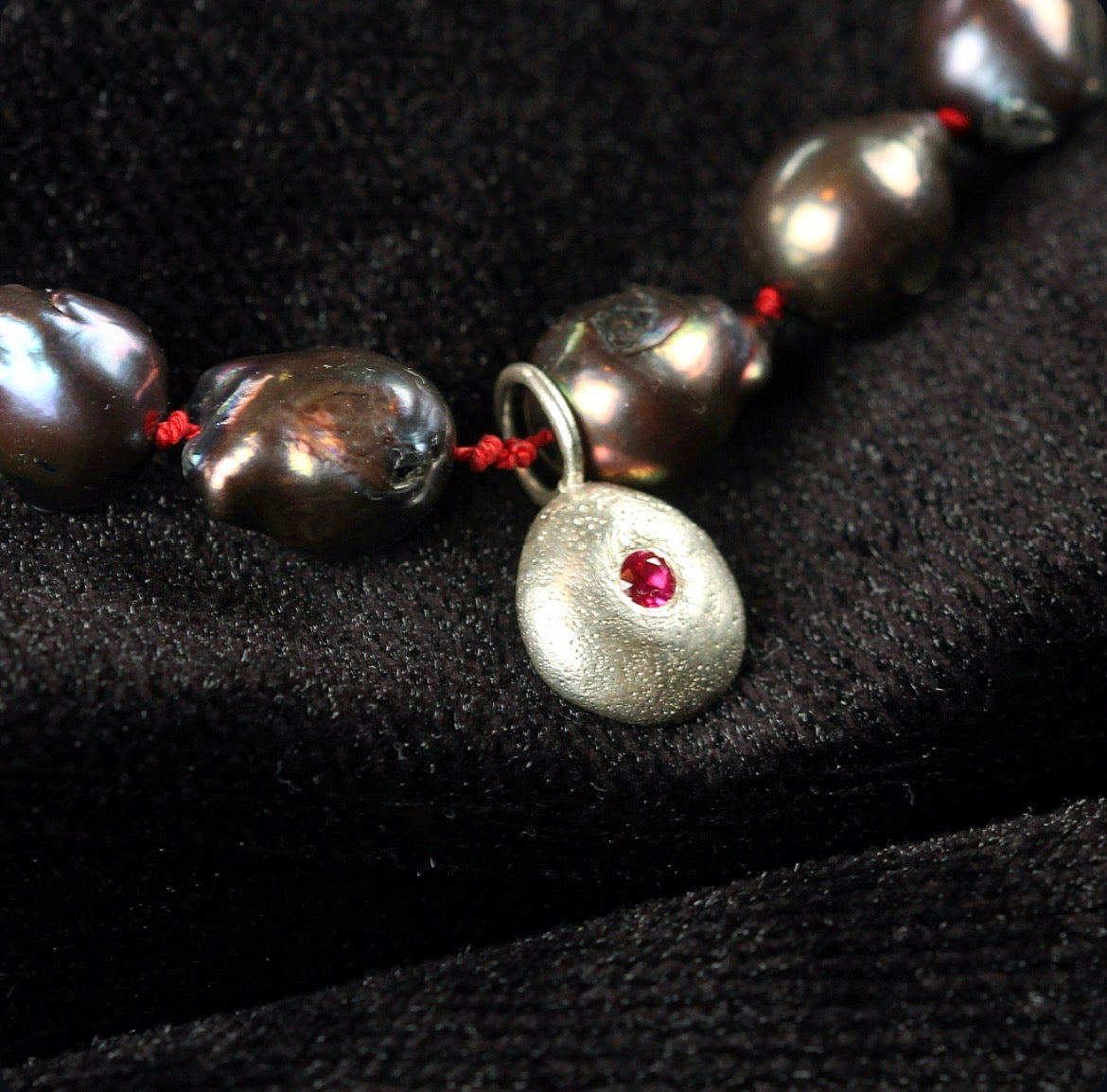 Ruby + Black Baroque Pearl