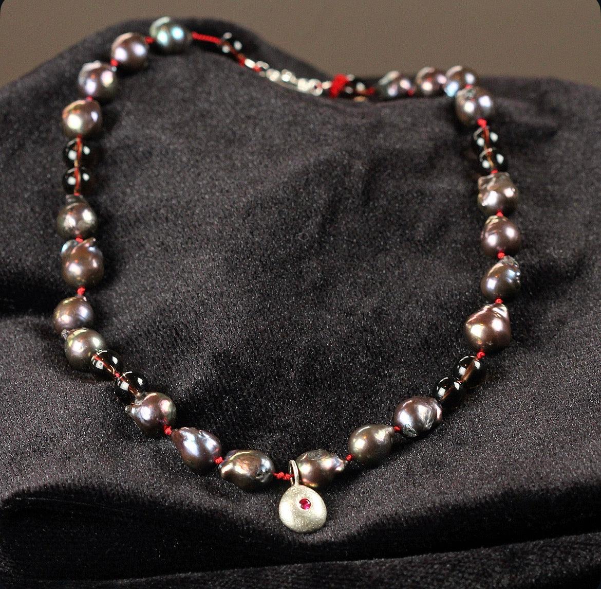 Ruby + Black Baroque Pearl